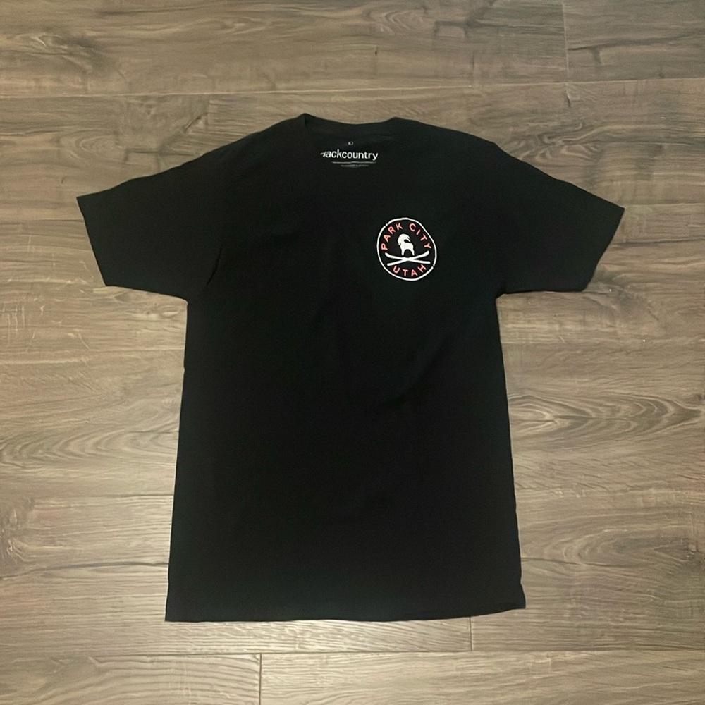 Men’s Backcountry Black Cotton Short Sleeve Tee, Park City Utah, Size Small